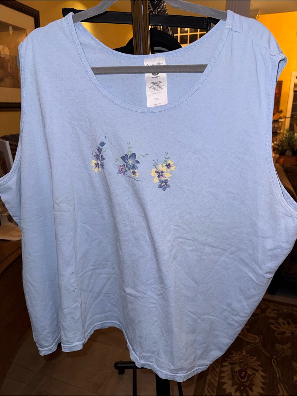 Columbia Light Blue Floral Sleeveless Tee